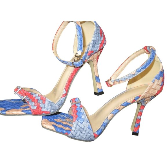 JUSTFAB Braided Vegan Leather Ankle Strap Stiletto Heeled Sandals size 38 US 8 - Picture 5 of 12